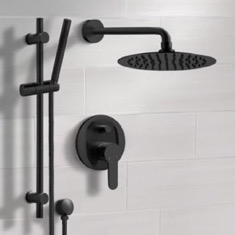 Matte Black Rain Shower System with Handheld, Rain Shower Head, Shower Faucet Set